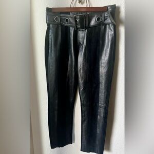 Frame Denim Shiny Black Leather Trousers